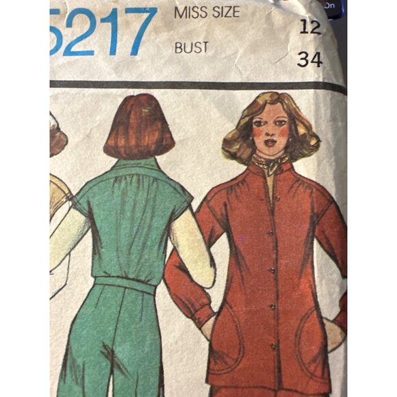Vintage 70s McCalls 5217 Dress Jacket Top Skirt Pants Size 12 Sewing Pattern Cut - Picture 3 of 4
